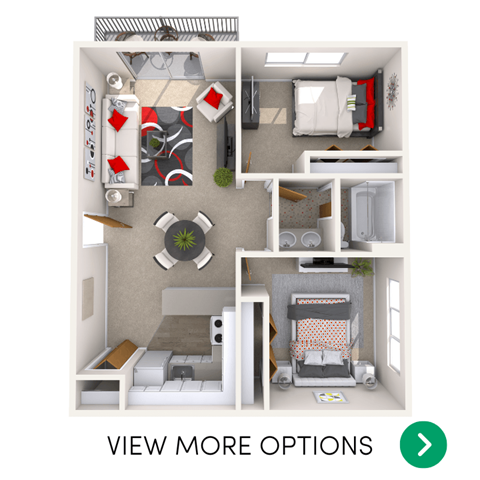 Floor plan for 2 beds, 1 bath, 830 sqft